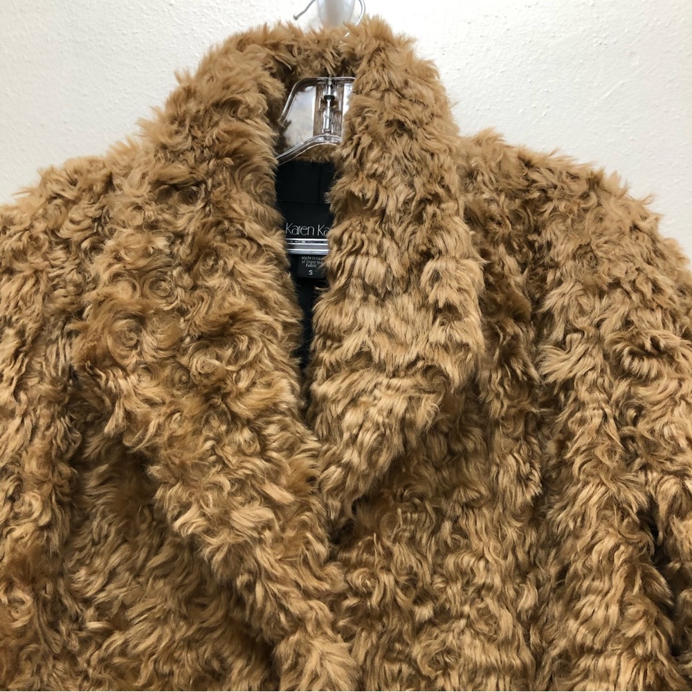 Karen Kane Long Sleeve Faux Fur Shawl Collar Jacket Women's Size S Camel - Picture 3 of 9